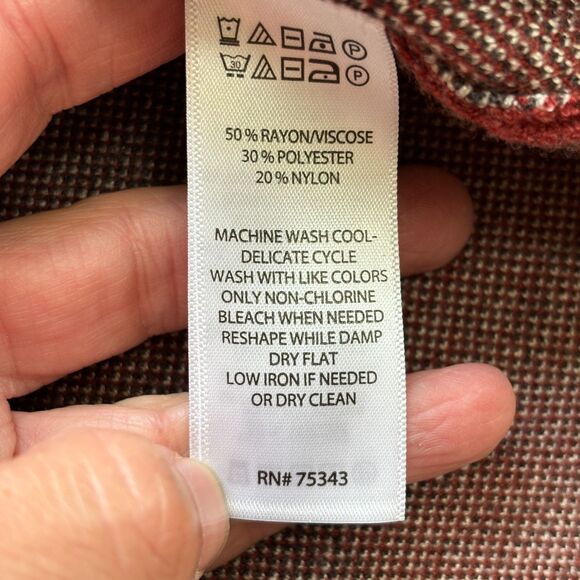 Tahari Plaid Mid Length Duster Jacket Women's S Fleece Red Orange Pockets Zip - Picture 8 of 10